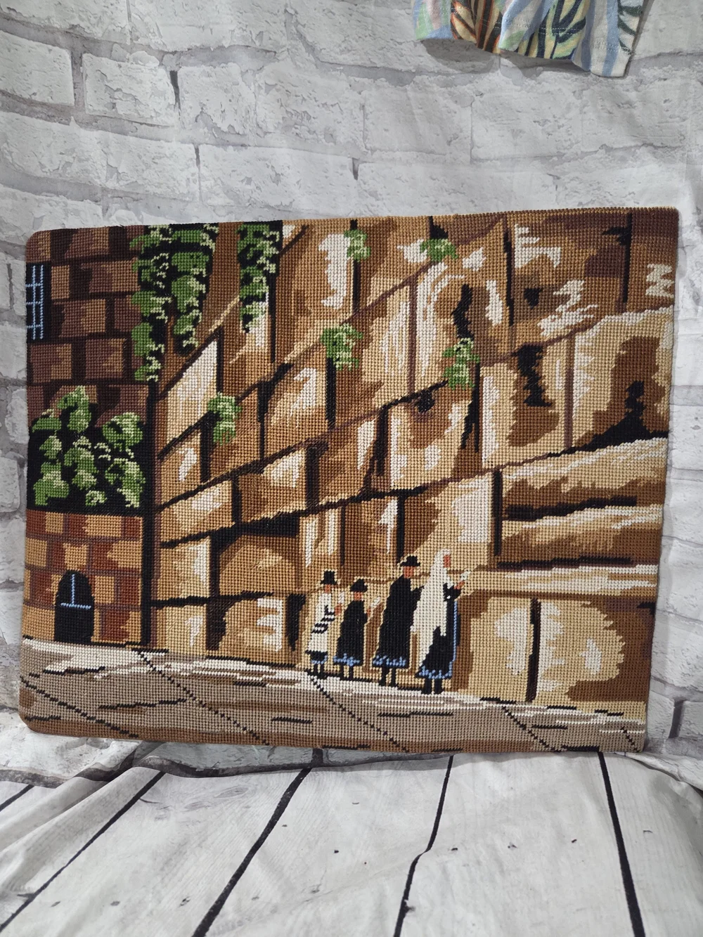 Handcrafted Wall Tapestry Panel. Vintage Needlepoint